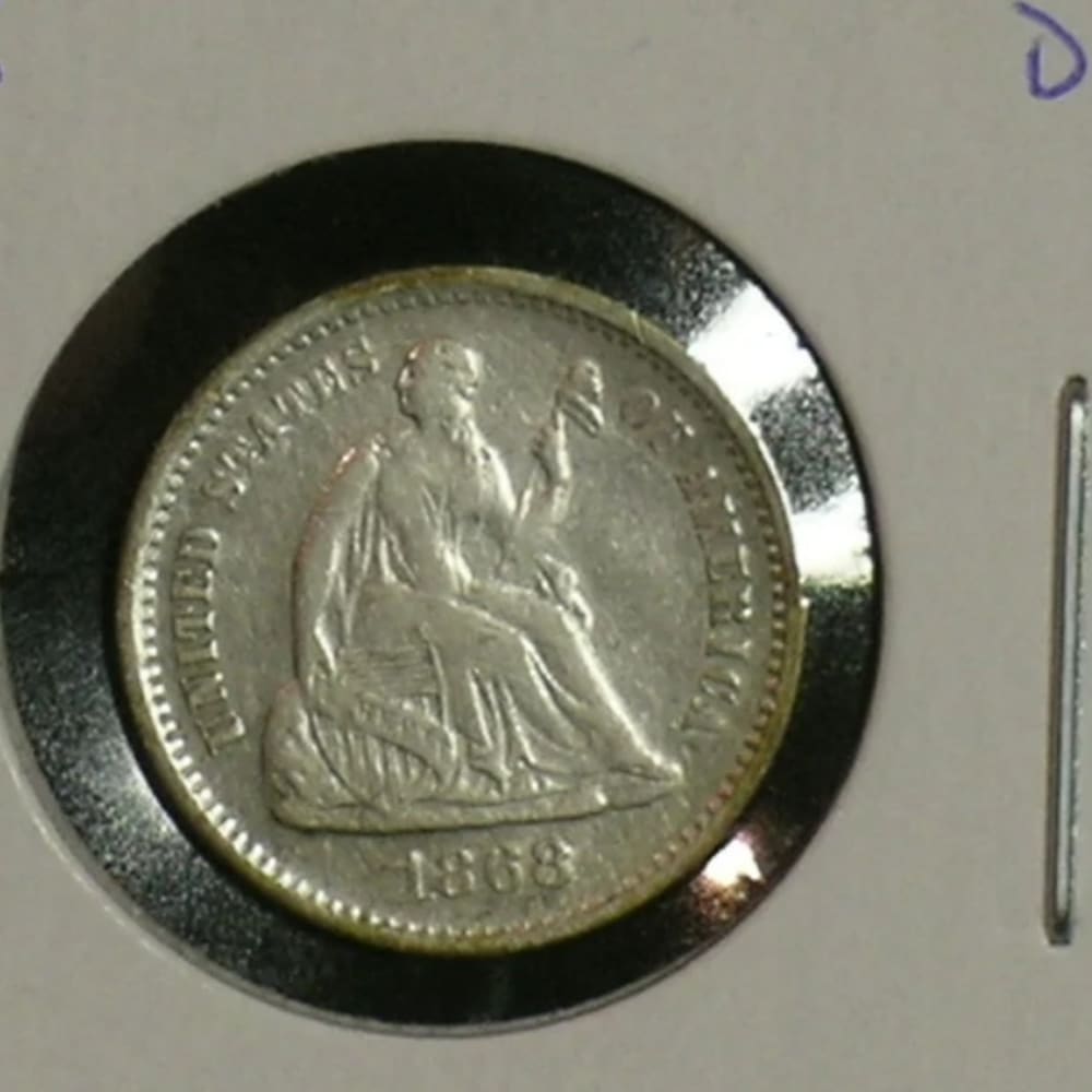 1868-S Sharp High Grade Seated Liberty Half Dime Type coin (AE3)